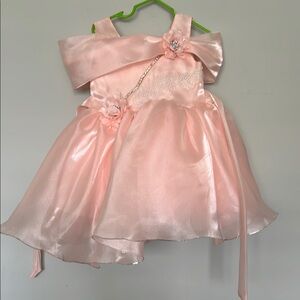 Elegant Pink peach 2.5T-3T Dress with Floral Accents